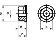 Sechskantmuttern mit Flansch DIN 6923 verzinkt gelb