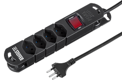 Steckdosenleiste 4xT13, schwarz, mit Schalter