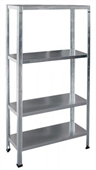 Steckregal Leo 3 mit 4 Stahltablaren, verzinkt