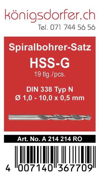 TERRAX HSS-G Spiralbohrer-Kassette 19-teilig