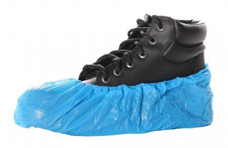 Einweg-Überziehschuhe aus blauem Polyethylen