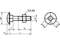 Flachrd-Schrauben 4Kt-Ansatz mit Mutter