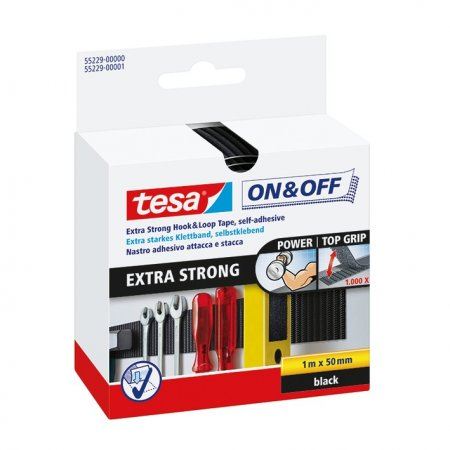 tesa Klettband extra strong, schwarz