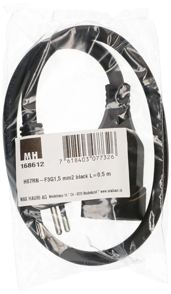 Verlängerungskabel GDV 3x1.5mm2, Länge 50cm black