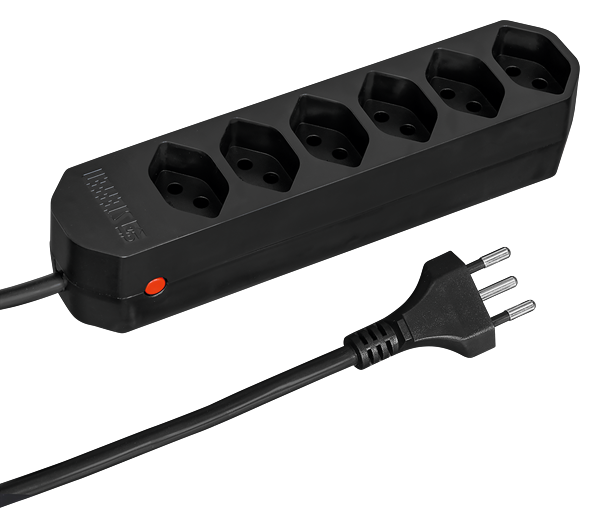 Steckdosenleiste 6xT13, schwarz, ohne Schalter