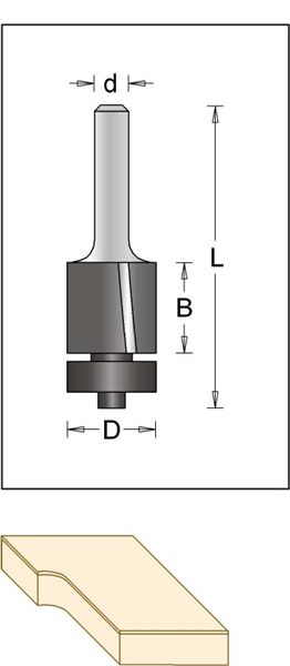 HM-Bündigfräser Ø 19.1 mm Schneidenlänge 16 mm