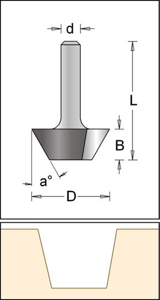 HM-Fasefräser Ø 25,4 mm Winkel 30°