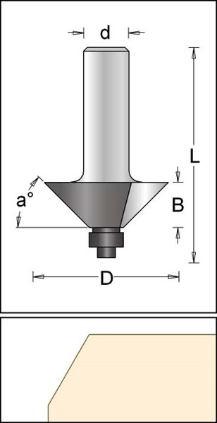 HM-Fasefräser Ø 19,0 mm Winkel 15°
