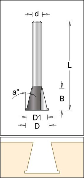 HM-Zinkenfräser mit Vorritzer Ø 12,7 mm Winkel 14°