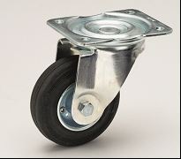 Lenkrolle mit schwarzem Vollgummireifen 80mm