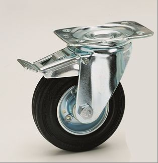 Schwerlast-Lenkrolle gelb verzinkt, Doppelstopp