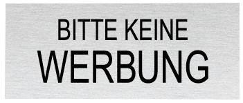Alu-Schild "Bitte keine Werbung"
