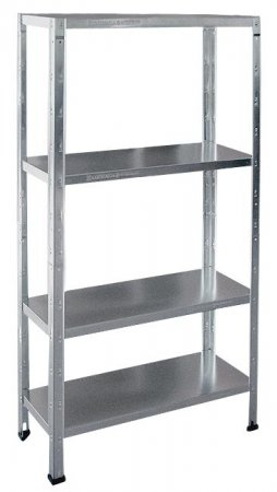 Steckregal Leo 3 mit 4 Stahltablaren, verzinkt