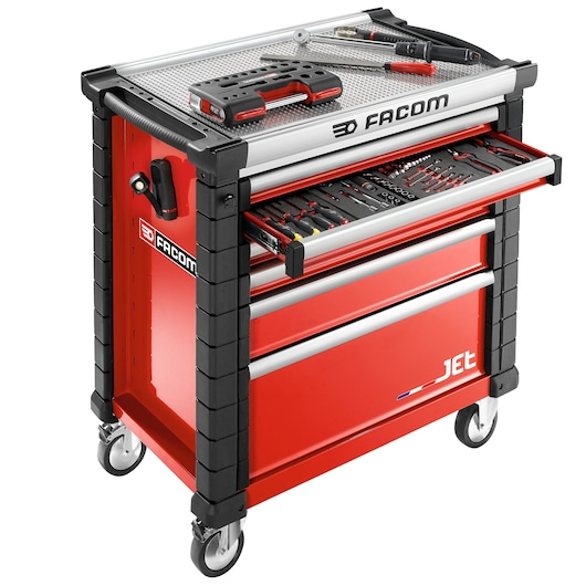 FACOM Werkstattwagen mit 6 Schubladen -
4 Schubladen Höhe 60mm
1 Schublade Höhe 130mm
1 Schublade Höhe 270mm